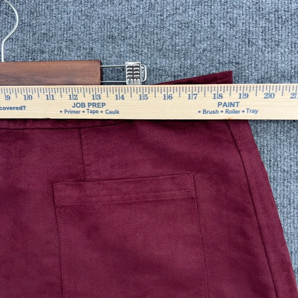 Old Navy Faux Suede Retro Mini Skirt Womens‎ 16 Burgundy Pockets A Line Mod Boho